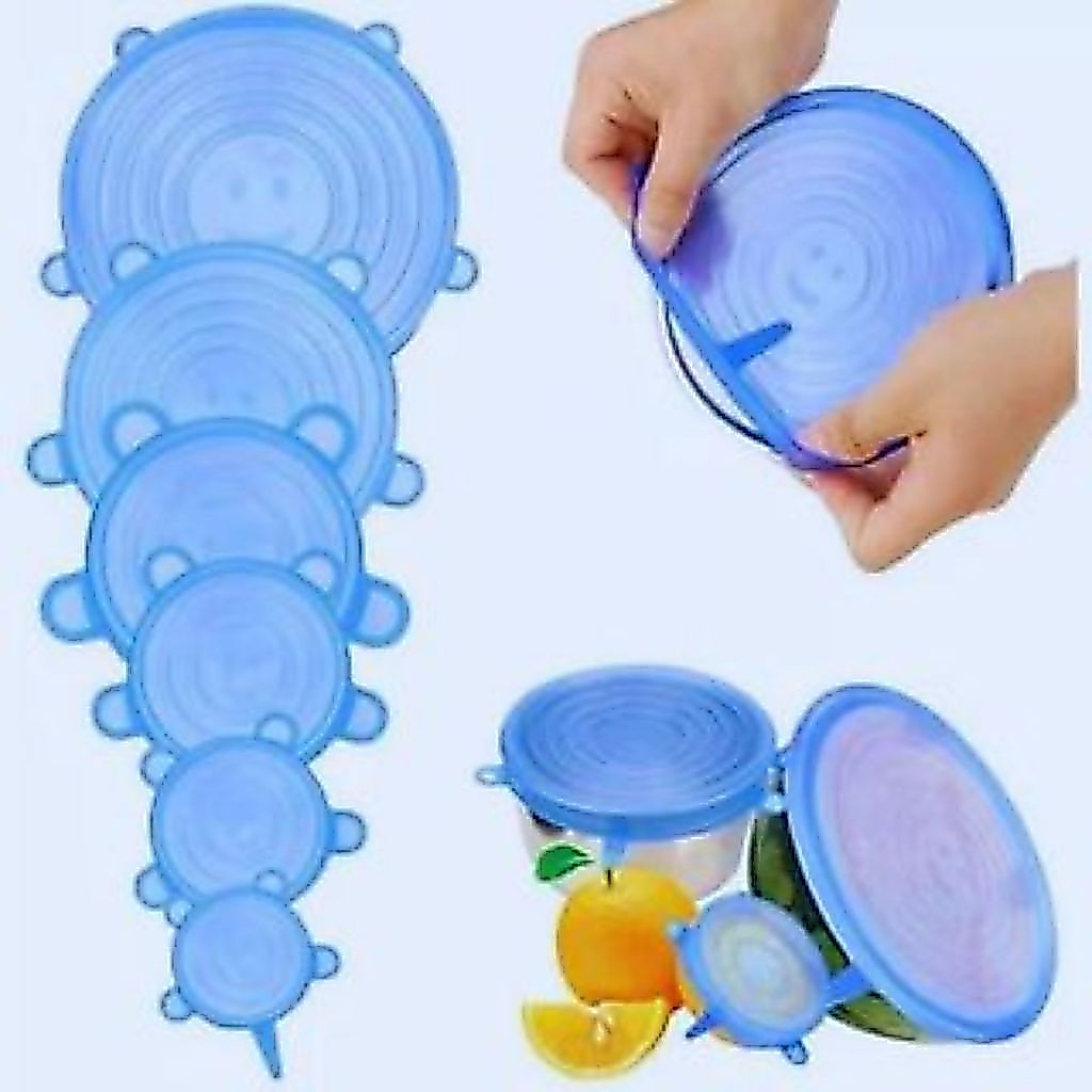 Kit 6 Tampas Panela Silicone Universal Reutilizável Elástica Tampas Silicone