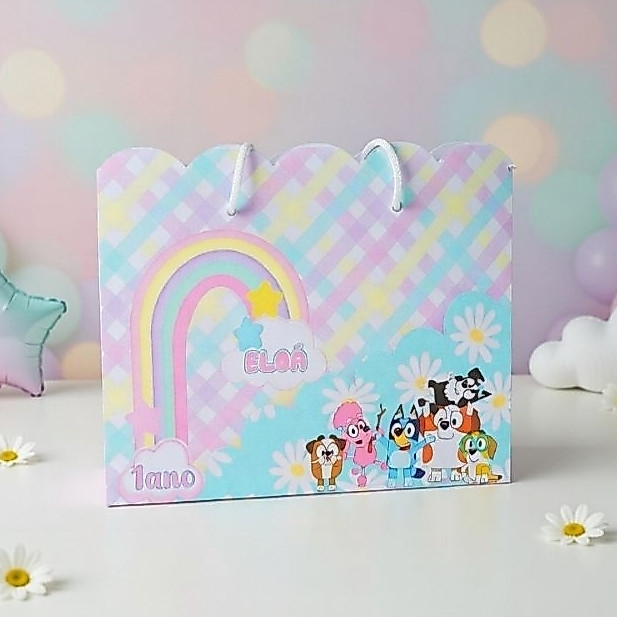 Sacolinha Personalizada Bluey Meninas/Sacolinha Personalizada Bluey/Bluey Menina/Pegue e Monte-Lembracinha de Festa