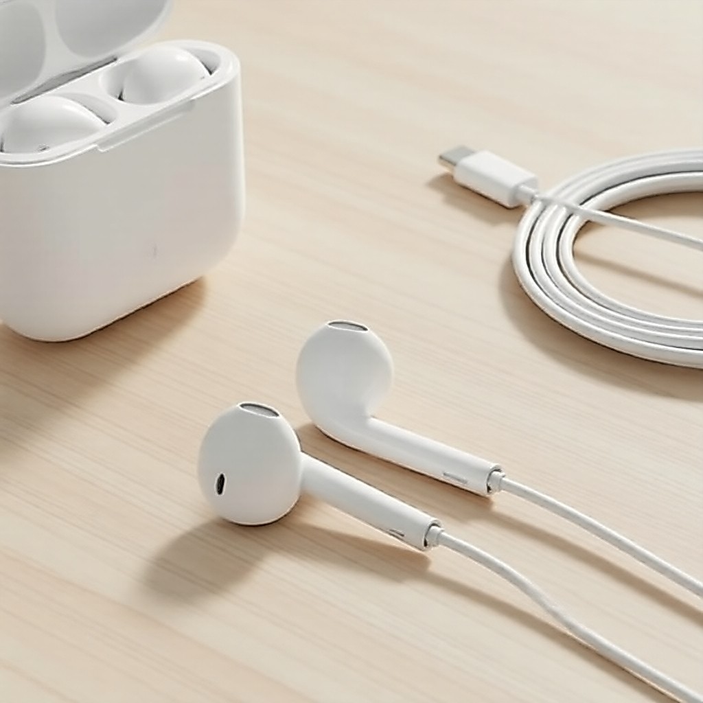 Fones de ouvido intra-auriculares USB-C com fio, controle por botão, chamadas em HD, som estéreo grave, com microfone