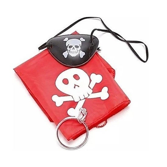 1-5 Kit Fantasia Pirata 3 peças Tapa Olho Brinco Bandana Festa Carnaval Fantasias Halloween