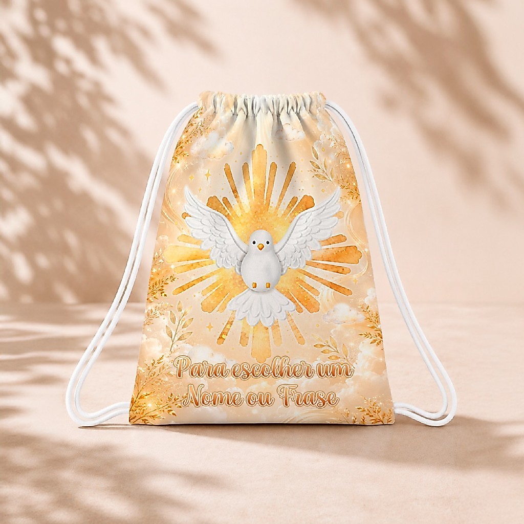 10 Mochila Personalizada 18x26 Sacolinhas Festa Aniversário Lembrancinha Divino Espírito Santo