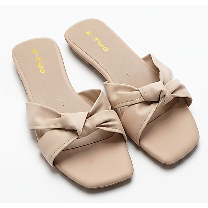 Sandália Rasteirinha Flat Nozão Feminina antiderrapante Leve Elegante Tendência, Rasteira Flat nó - Várias cores