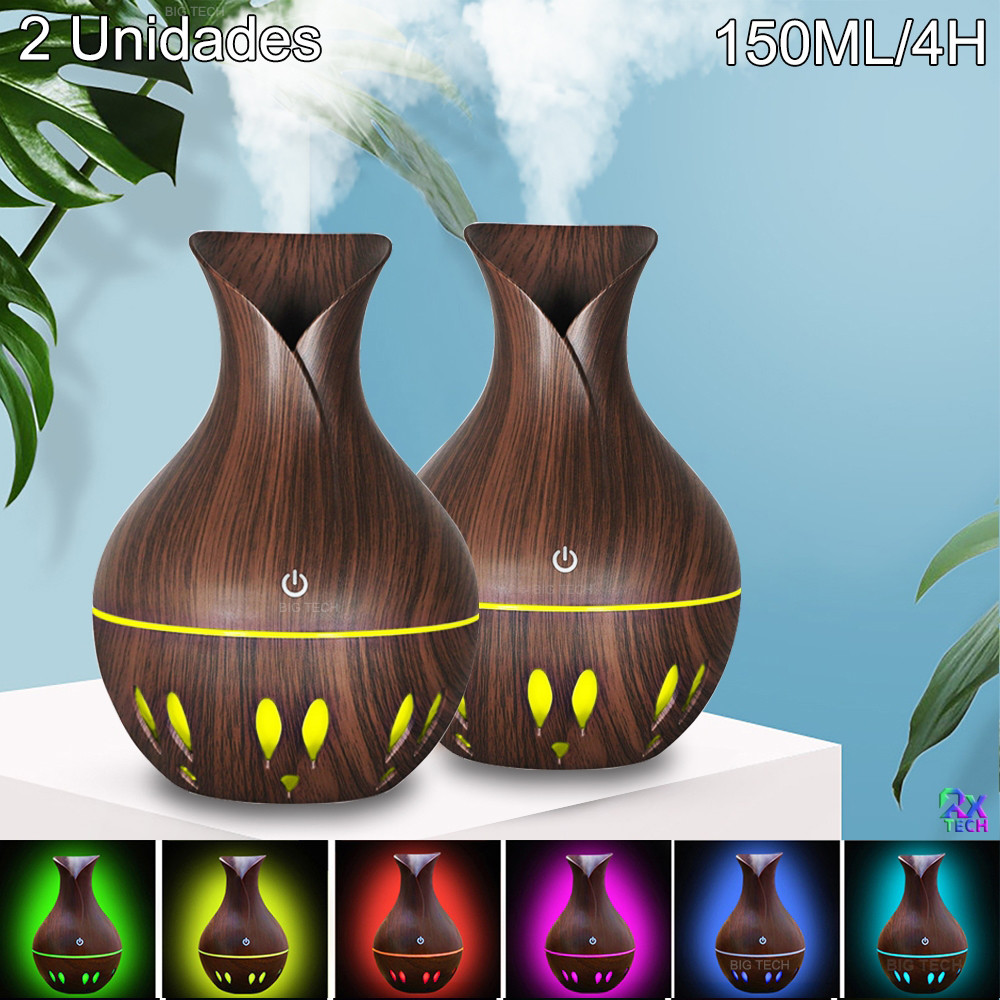 2 Unidades Umidificador De Ar E Aromatizador De Ambiente Com Led Usb Purificador Ultrassônico Difusor Eelétrico