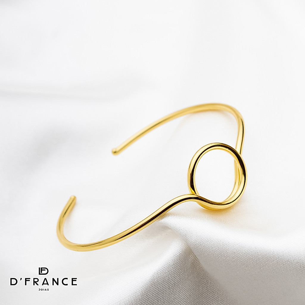 Bracelete Fio Circulo Dourado Ajustável Banhado a Ouro 18K - D France Semijóias