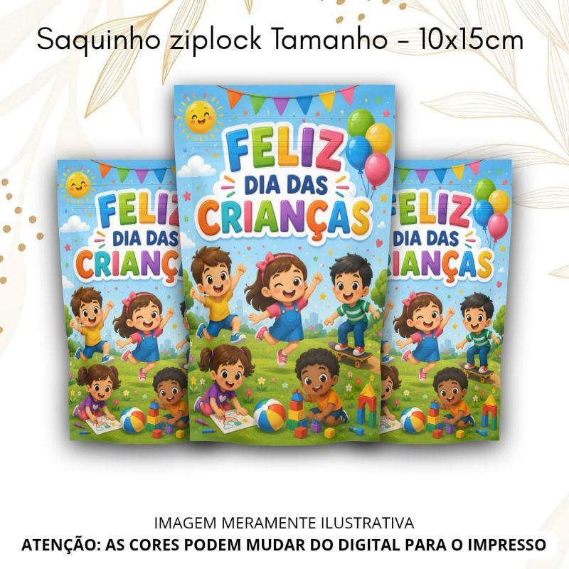 Saquinho Ziplock Personalizado 10x15 Dia das crianças Lembrancinha Infantil Aniversário Festa