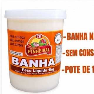 Banha Suína Natural Gordura Suina Pinheiral 1kg