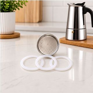 Kit Filtro Cafeteira Italiana 4 Xícaras Vedação Inox Borracha Acessórios Reposição Peças Italiana