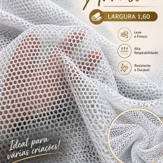 Malha Tela Arrastão 1,60m Largura – Tecido Tela para Moda, Fantasias, Looks, Crochê e Artesanato