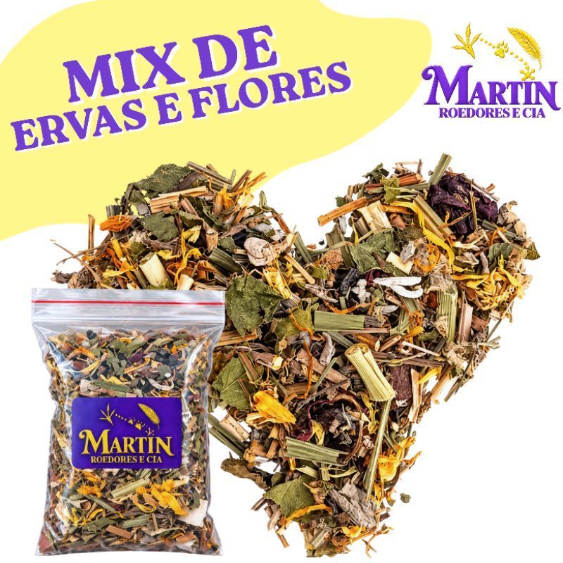 Mix de flores e ervas para enriquecimento ambiental, hamsters, gerbil, Twister, camundongo, coelho