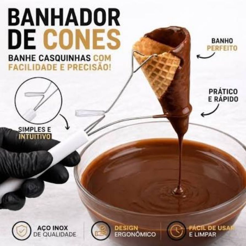 Banhador de Cone - Casquinha Média 12 cm com Produção Eficiente e Uniformidade