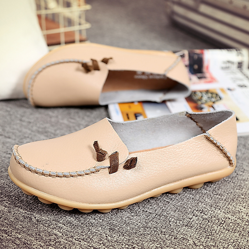 Imagem Mocassins de Couro Femininos, Sapatos Casuais Planos, Tamanhos 35-44, 17 Cores, Slip On