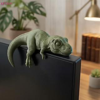 XFTOY Estética Dormir T-Rex Monitor Topper 3D Impresso Mini Preguiçoso Dinossauro Estatueta Decoração Para PC Configuraç