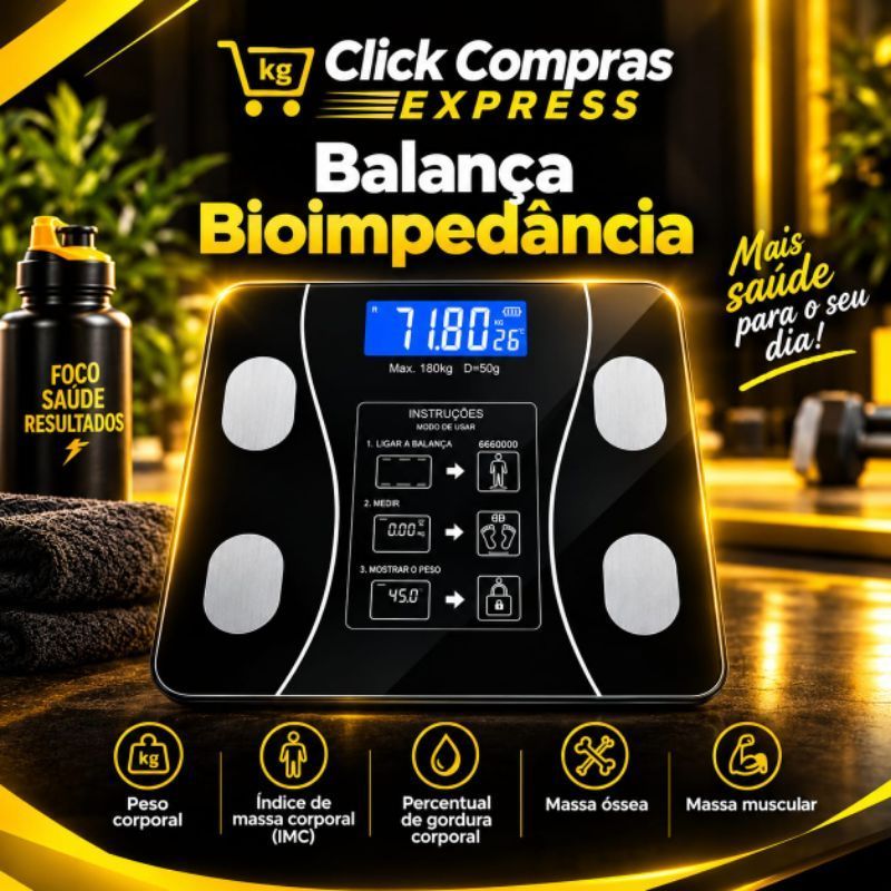 ⚖️ Balança Digital USB Recarregável - Avaliação Bioimpedância Inteligente - Fita De Medição