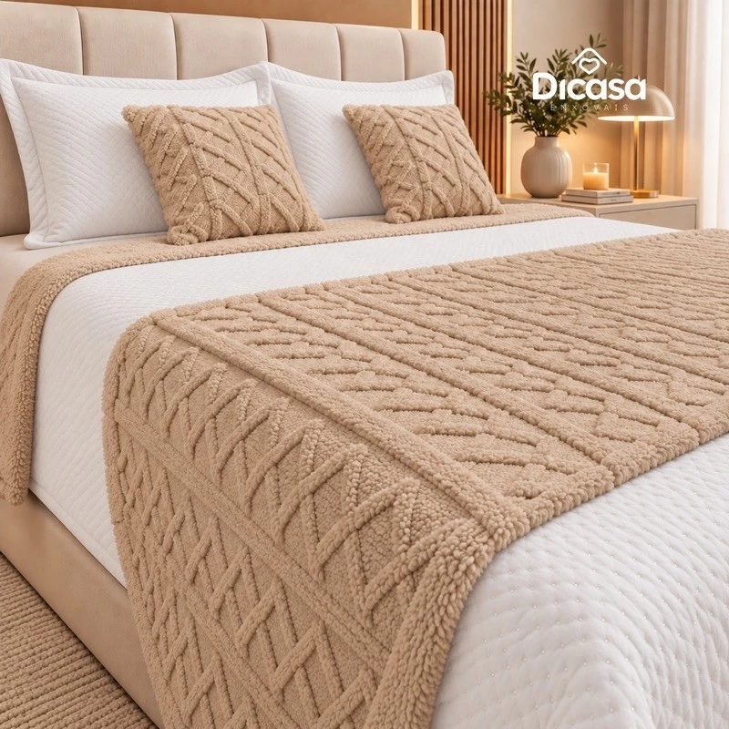 Kit Peseira Para Cama 3 Peças 2 Capas de Almofadas Decorativa Flannel Fofinho Macio Casal Queen King — imagem 1
