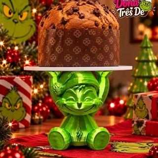 Porta Panetone Grinch Low Poly Decorativo Natalino Impressão 3D
