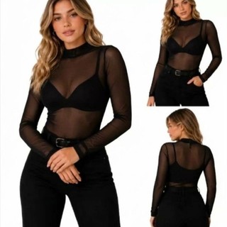Blusa de Tule Manga Longa M  - Leve e Sofisticada, Ideal para Festas