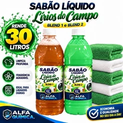BASE SABÃO LIQUIDO LIRIOS FAZ 30L 2X1LT CONCENTRADO KIT BLEND