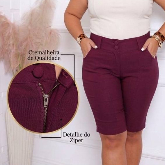​​🔥 Bermuda Plus Size Bengaline Premium Modela Cintura alta G1 G2 G3 liycrado ciclista em Oferta na Shopee