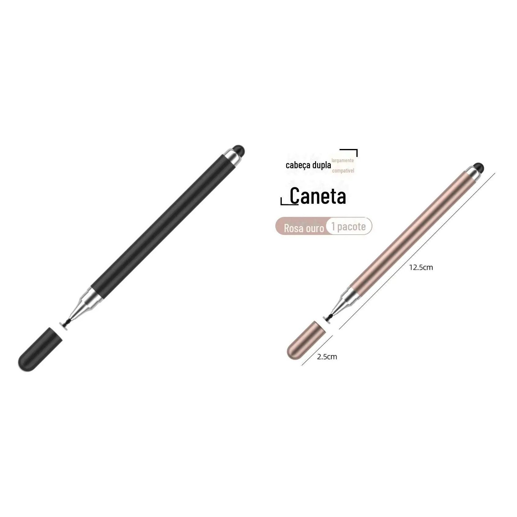 Kit 2 unidades Caneta Touch Screen Stylus Universal 2 em 1 Ponta Fina - Tablet, Smartphone, Laptop, Alta Precisão