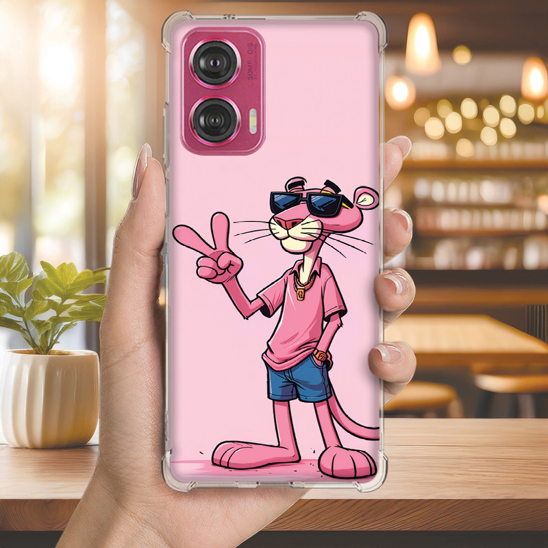 Capinha Capa (3412) PANTERA COR ROSA para MOTO G52,G50,5G,G42,G35,G41,G34,G32,G31,G24,G23,G22,G30,G20,G10,G14,G13