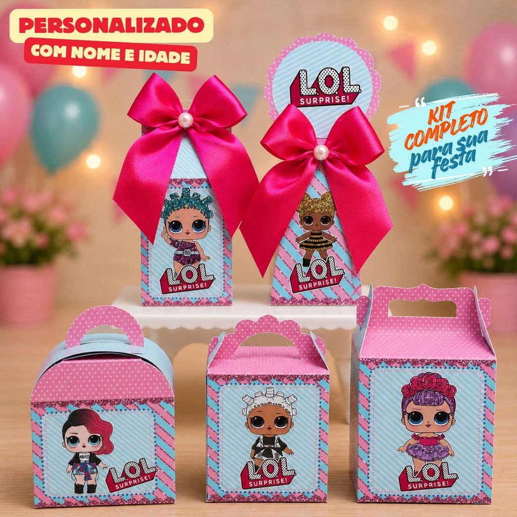 Kit Caixas LOL SURPRISE/ Caixinhas Personalizadas + Brinde/ Lembrancinhas Festa Infantil/Aniversario