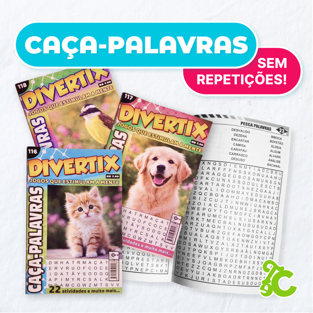 Kit Caça-Palavras 10 até 50 unidades - Revistas Passatempo Sem Repetições