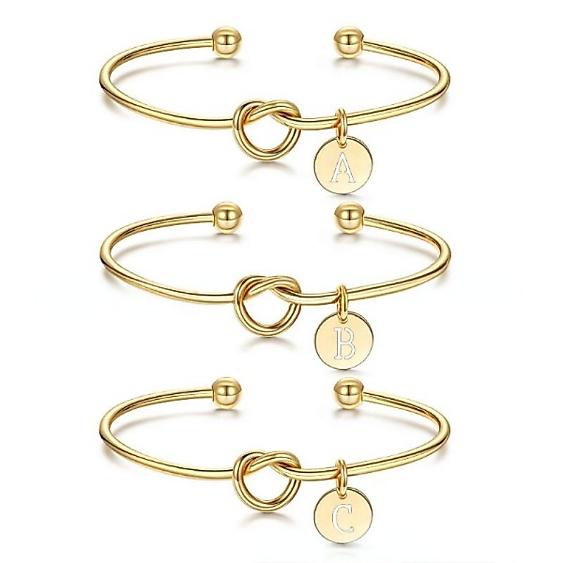 Pulseira Simples Com Nó Letras/Pulseiras De Presente De Dama De Honra , Presentes Para Namoradas , Casal/A-Z