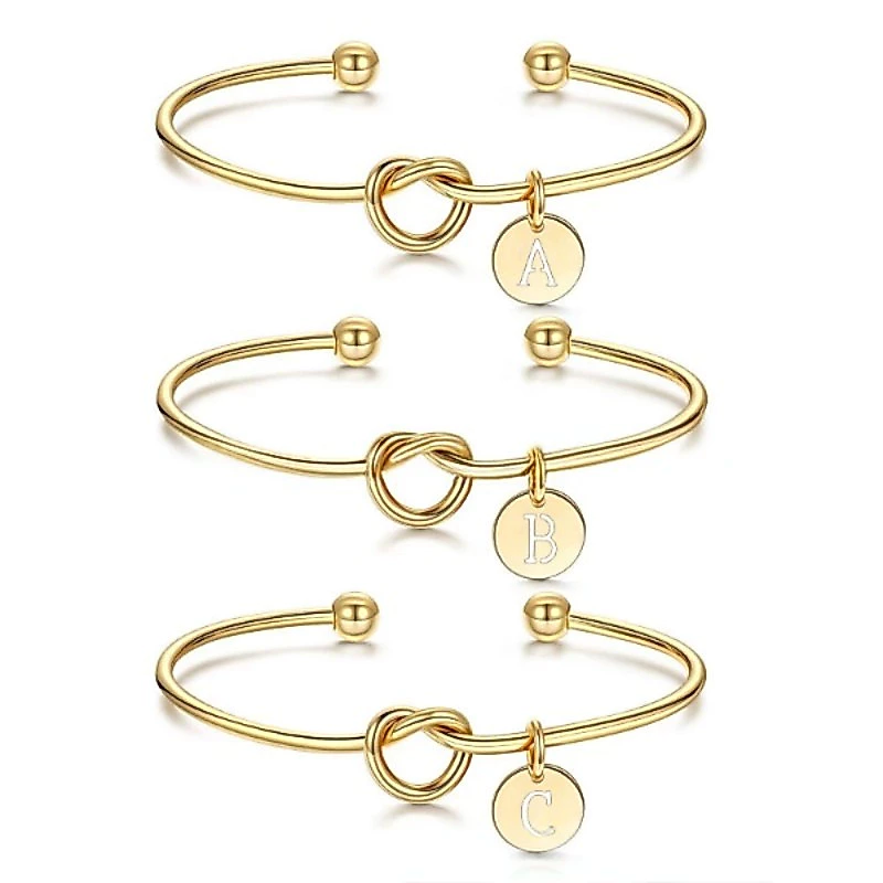 Pulseira Simples Com Nó Letras/Pulseiras De Presente De Dama De Honra , Presentes Para Namoradas , Casal/A-Z