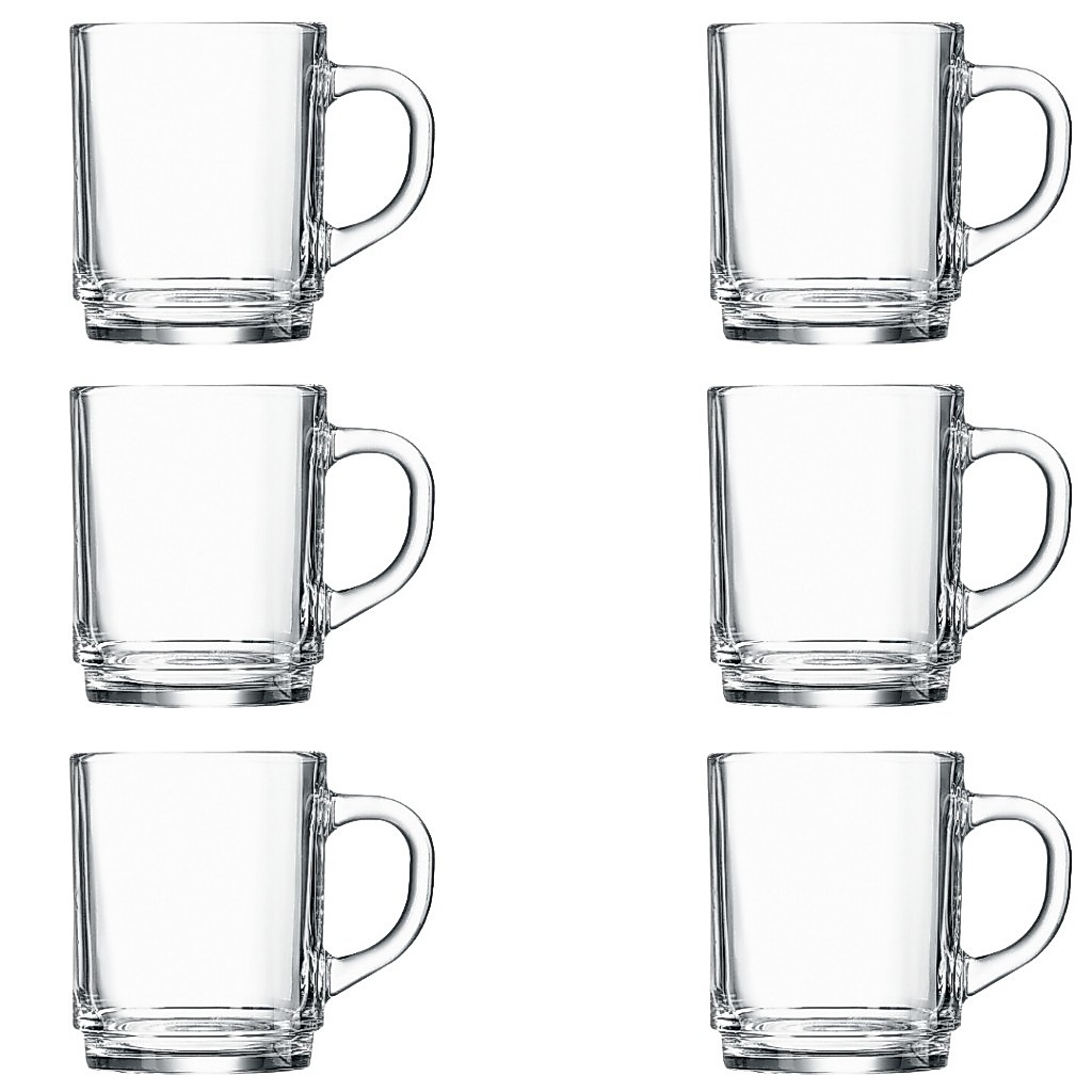 Conjunto 6 Canecas 7,2x9CM 220ML Vidro Copo Liso Café E Chá Copos Elegante Durável