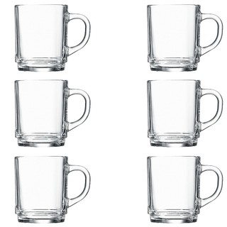 Conjunto 6 Canecas 7,2x9CM 220ML Vidro Copo Liso Café E Chá Copos Elegante Durável