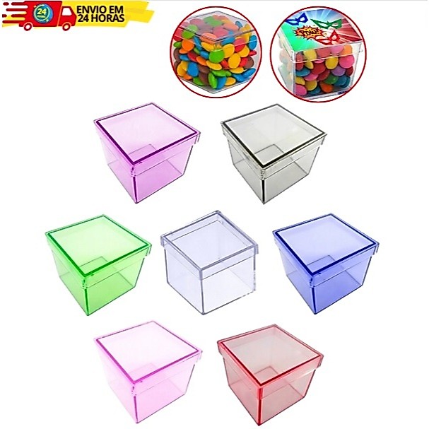 Caixinha Acrílica 5x5cm  Para Lembrancinhas Festas e Aniversários