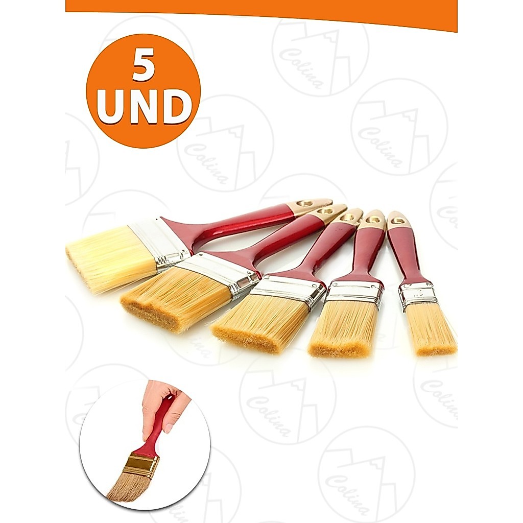 Kit 5 Pincéis Trincha Para Construção Multiuso Pintura Tamanhos Variados Kolling Sell