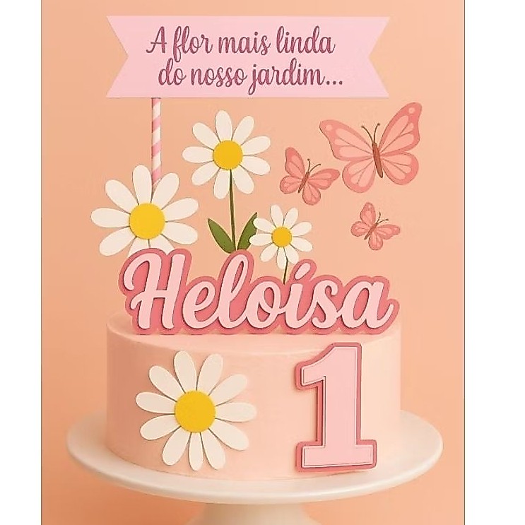 Topo topper de bolo margaridas a flor mais linda do nosso jardim