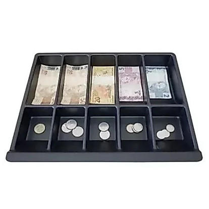 Bandeja Porta Notas e moedas 42 x 32cm (5 divisórias)
