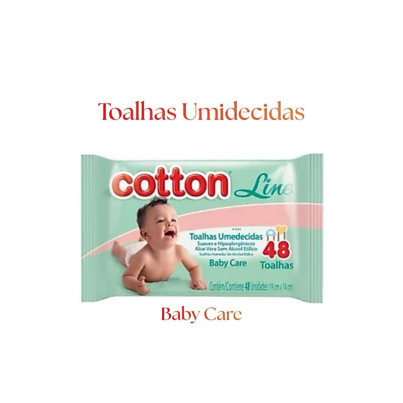 Lenços/Toalha Umedecida Cotton Recém Nascido Kit 12 Pacotes 576 unidades