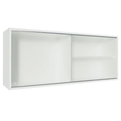 Armário De Cozinha Aéreo 100% MDF 2 Portas de Correr de Vidro Branco Acordes Madesa