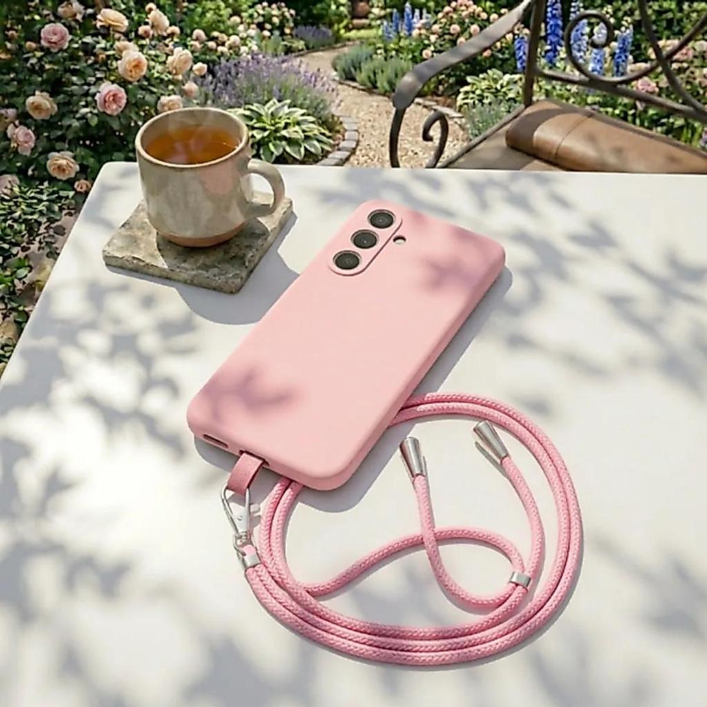 Capa Capinha Samsung A02S A12 A22 A32 A52 A72 Silicone Veludo Dentro com Cordão Ajustável Anti-queda
