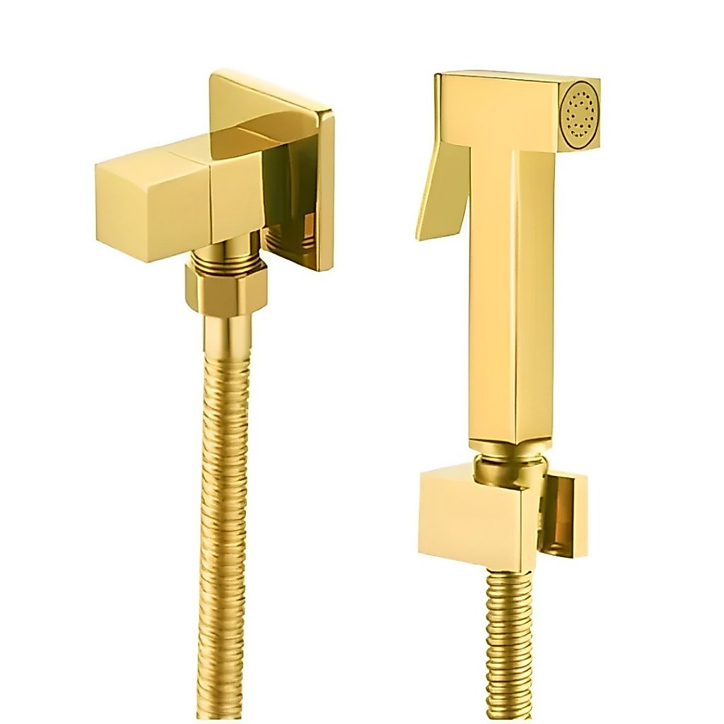 Ducha Higiênica Dourado Gold Ouro de Metal Para Banheiro Lavabo Engate 1,20m Sup