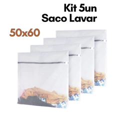 Kit 5 Peças Saco Lavar Roupa 50 x 60 - para Lavadora Maquina Roupa Delicada Intima