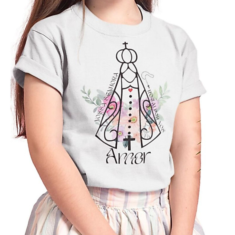 Camiseta Infantil Nossa Senhora Aparecida Camisa Para Crianças Diversas Estampas