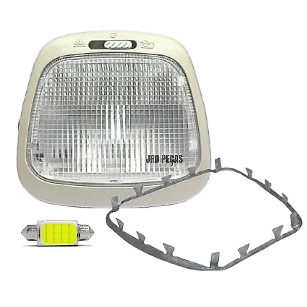 Lanterna Luz de Teto + Lampada Led + Moldura Com Temporizador Volkswagen Gol Par