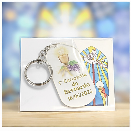 Kit 6 Chaveiros Primeira Eucaristia Personalizado – Lembrancinha Religiosa