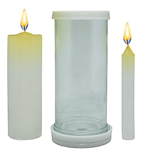 2 Un Porta Vela Vidro Mármore Velas Palito E Vela Votiva 18cm