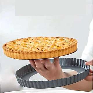 Forma Crespa Redonda Teflon Antiaderente Com Fundo Removível 24cm Para Tortas Quiches Assadeira