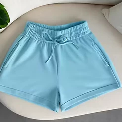 Short Liso em Moletinho Feminino Basico Confortável em Algodão Cintura Alta com Elástico