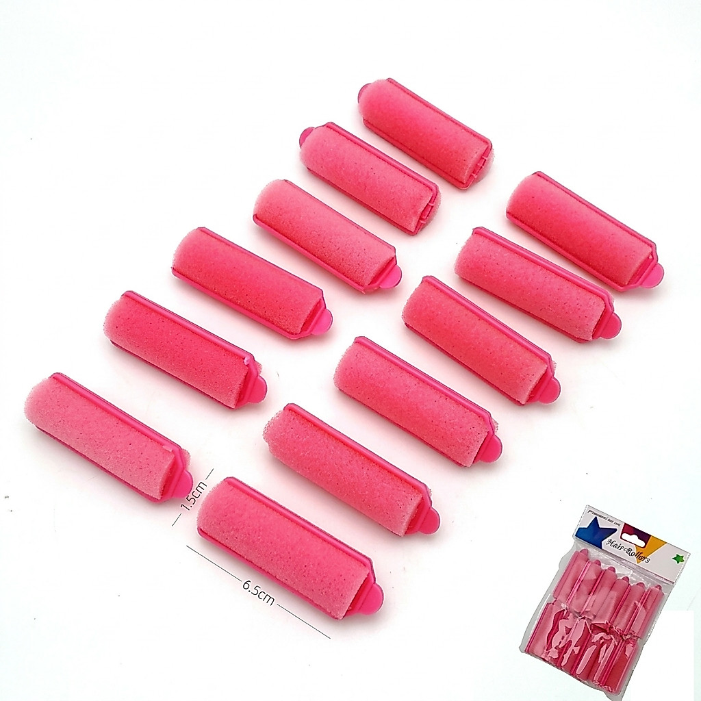 Kit 12 Bobes De Cabelo De Espuma Para Dormir Macio Sem Calor Ondas Cachos Naturais Ferramenta De Cabelo DIY Rosa