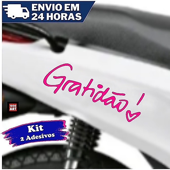 Adesivos Gratidão - 2 adesivos - Biz - Elite - Honda - Yamaha - 12 cores - Moto Scooter Bicicleta Carro Patinete