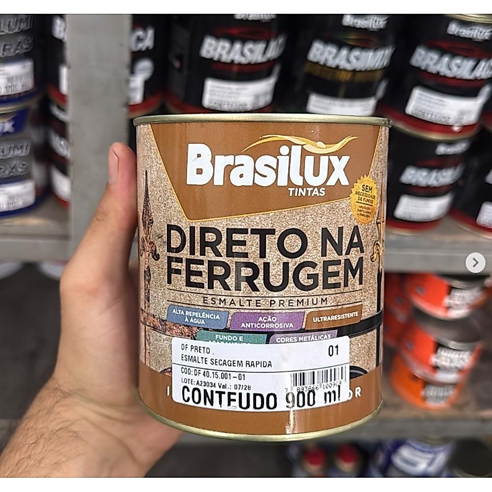 Tinta Esmalte 900ml Direto Na Ferrugem Premium Alta Proteção Brilho Várias Cores - BRASILUX · foto 2
