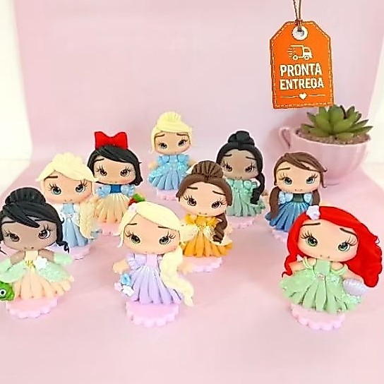 Kit 5 Apliques De Biscuit Princesas Lembrancinhas
