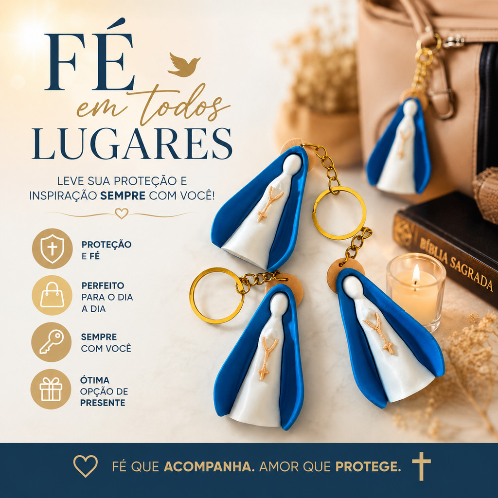 Chaveiro Nossa Senhora Aparecida Religioso Católico Fé Proteção Presente Lembrancinha